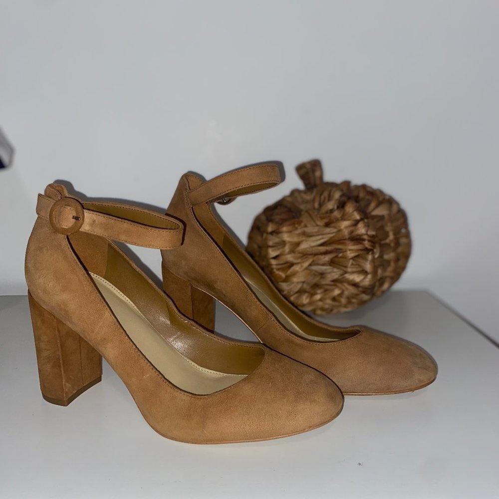 Marc Fisher Ion Suede Ankle Strap Black Pumps